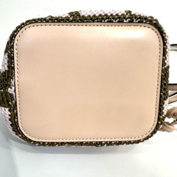 2022 FF Fendi Crochet Mon Tresor Bucket Bag Mini Beige/Pink Raffia - Picture 3 of 5
